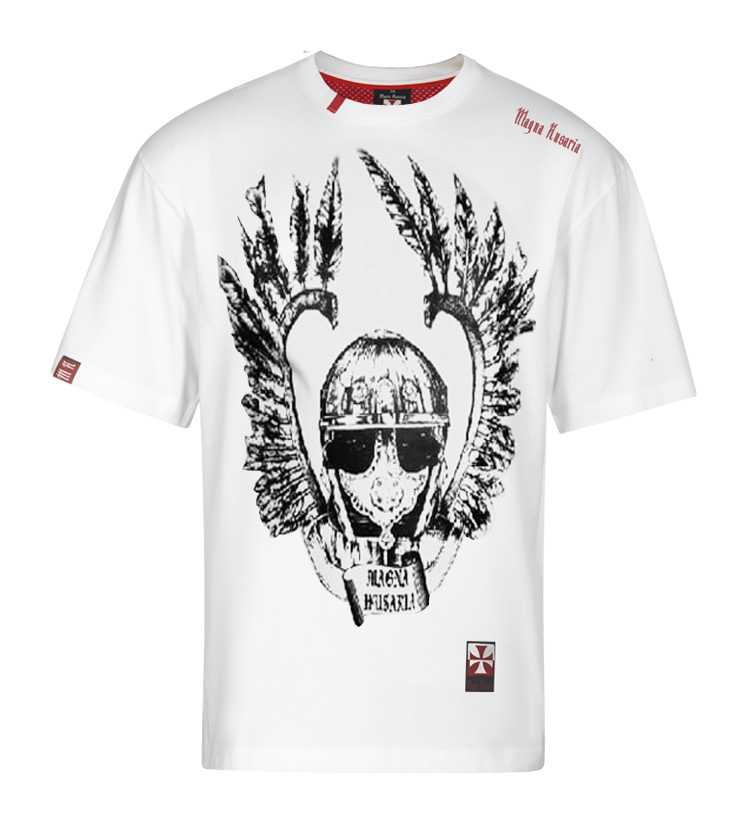 Koszulka patriotyczna, męska - szyszak - biała