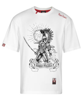 Koszulka patriotyczna, męska - husarz, biała