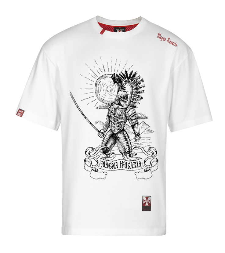Koszulka patriotyczna, męska - husarz, biała