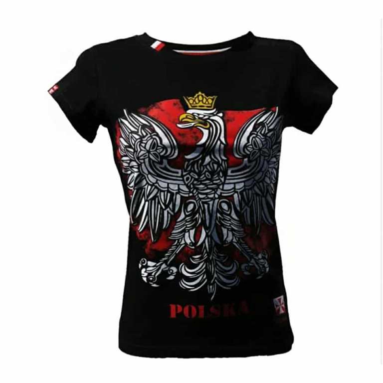 Koszulka patriotyczna damska - godło - czarna