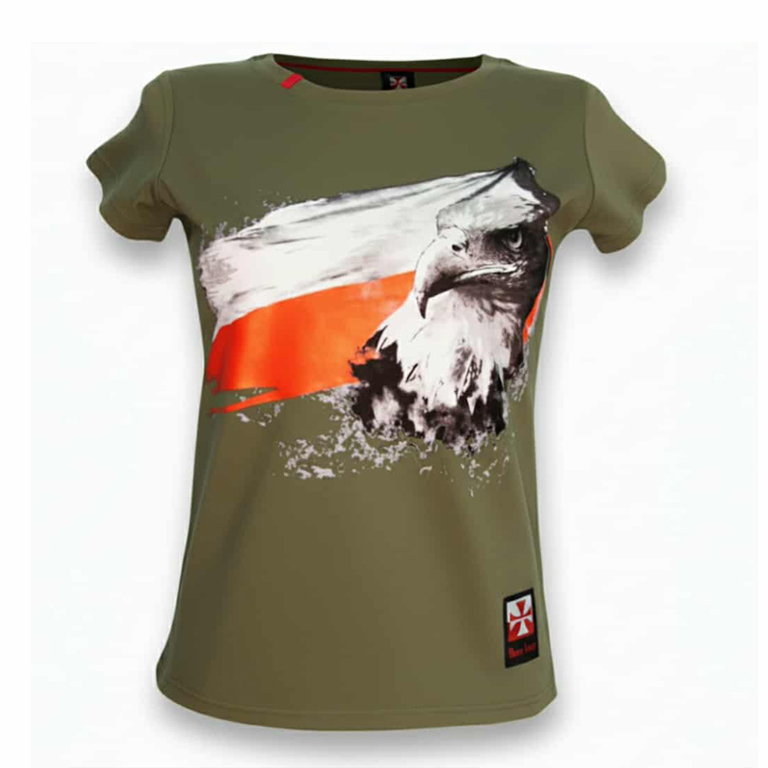 Koszulka patriotyczna damska - flaga - zielona