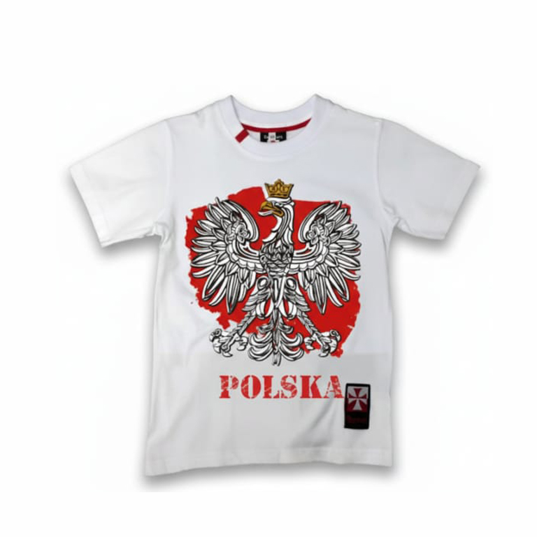 Koszulka patriotyczna dziecięca - godło - biała