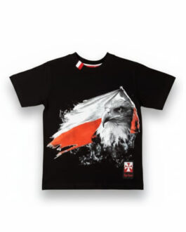 Koszulka patriotyczna dziecięca - flaga - czarna