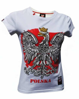 Koszulka patriotyczna damska - godło - biała