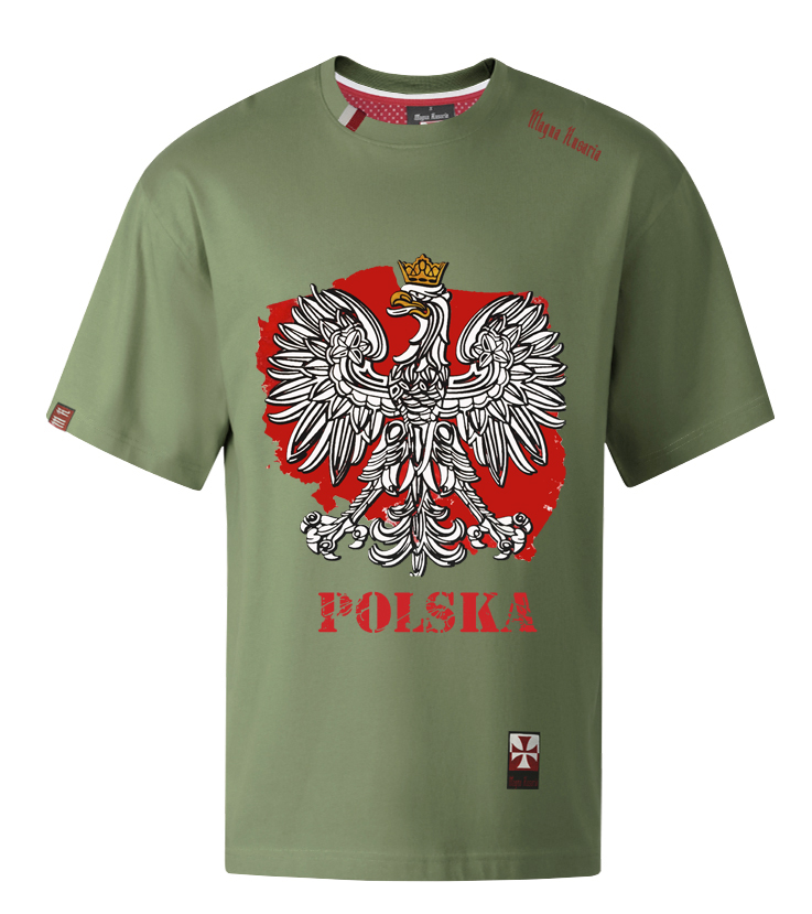 Koszulka patriotyczna, męska - godło, (zielona)