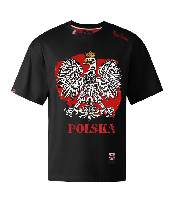 Koszulka patriotyczna, męska - godło, (czarna)