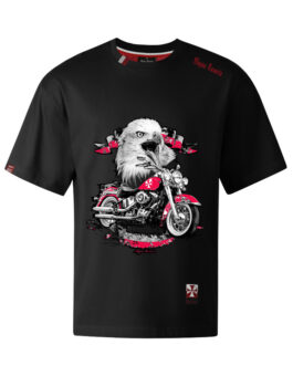 Koszulka patriotyczna, męska - motor, czarna