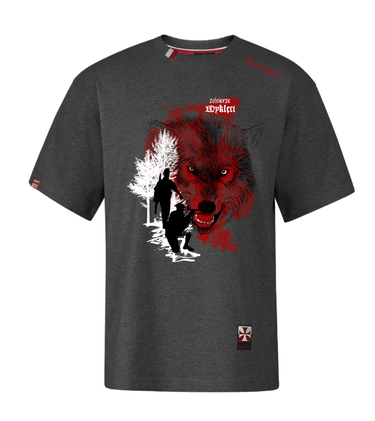 Koszulka patriotyczna męska - wyklęci - szara c.