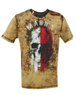 Koszulka patriotyczna, męska - magna czaszka, brąz dekatyzowana