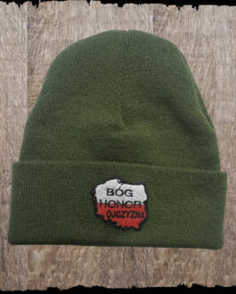 Czapka z haftem - Bóg, Honor, Ojczyzna - kolor khaki.