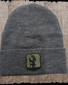 Czapka z haftem -Husarz - kolor szary melanż.