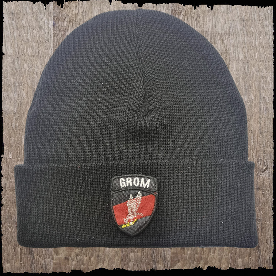 Czapka z haftem -GROM - kolor czarny.