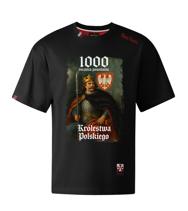 Koszulka patriotyczna, męska - 1000 lat Królestwa Polskiego, czarna.