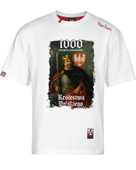 Koszulka patriotyczna, męska - 1000 lat Królestwa Polskiego, biała.
