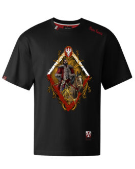 Koszulka patriotyczna, męska - porucznik, czarna.