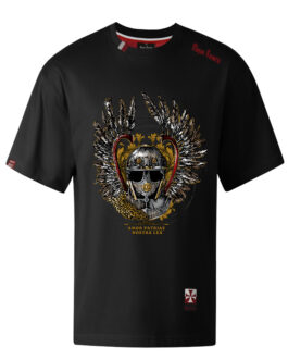 Koszulka patriotyczna męska - szyszak 2 - czarna