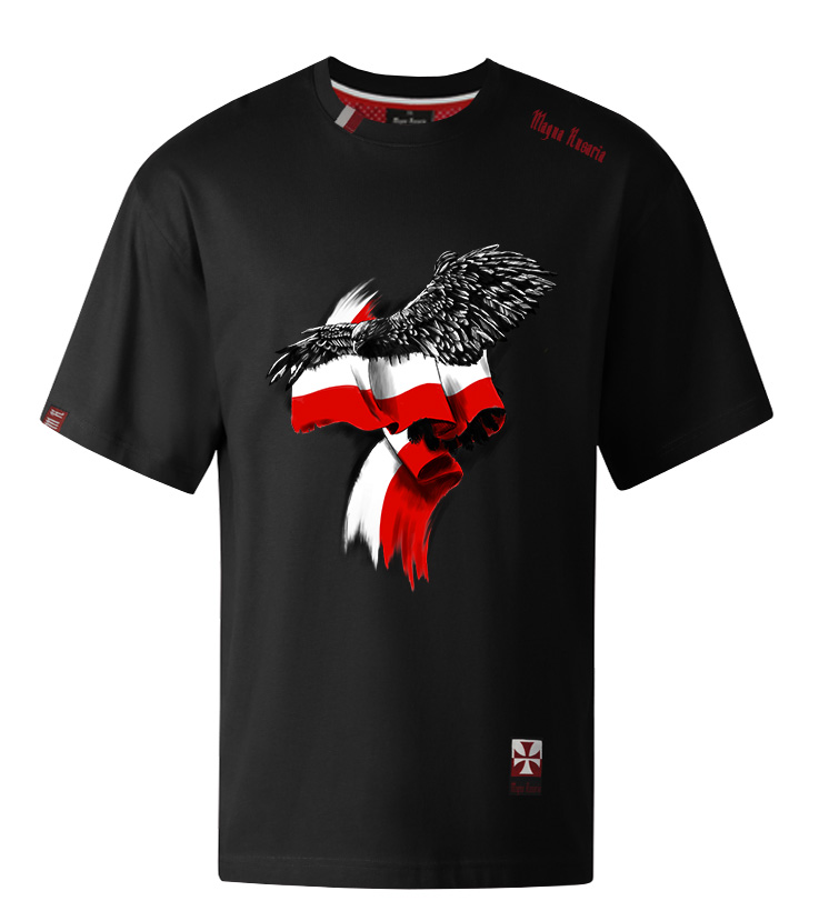 Koszulka patriotyczna, męska - flaga 2, czarna