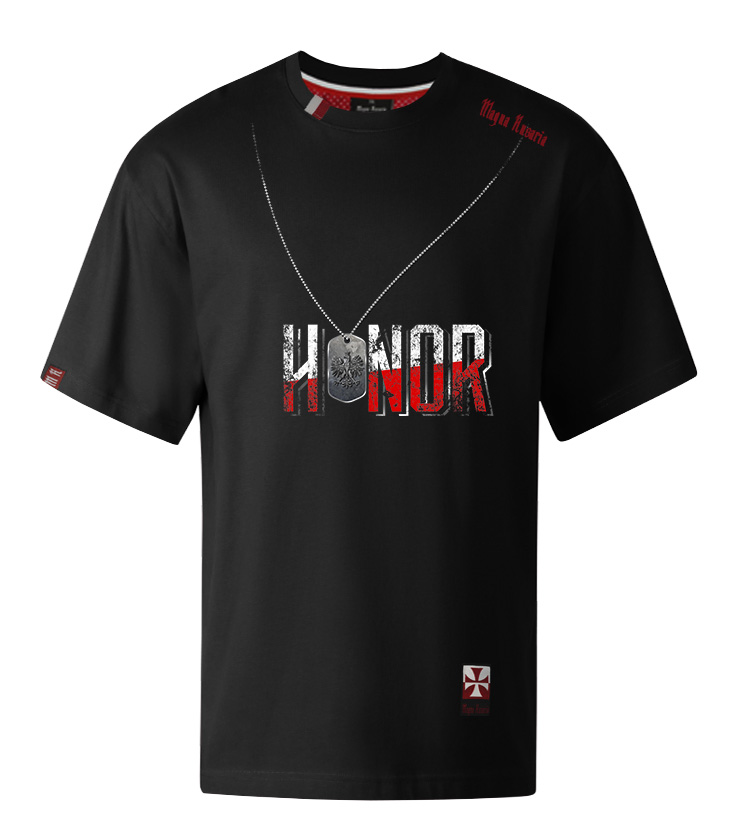 Koszulka patriotyczna, męska - honor, czarna