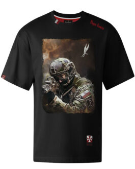 Koszulka patriotyczna, męska - grom, czarna