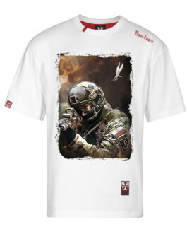 Koszulka patriotyczna, męska - grom, biała