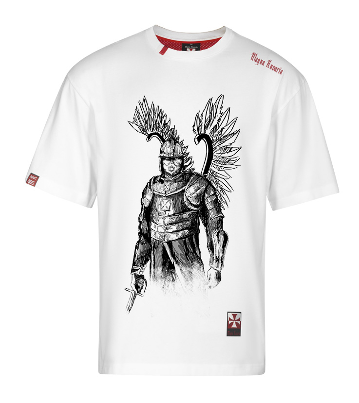 Koszulka patriotyczna, męska - husarz 2 - biała