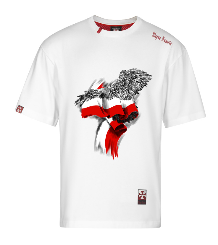 Koszulka patriotyczna, męska - flaga 2, biała