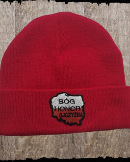 Czapka z haftem - Bóg, Honor, Ojczyzna - kolor czerwony.