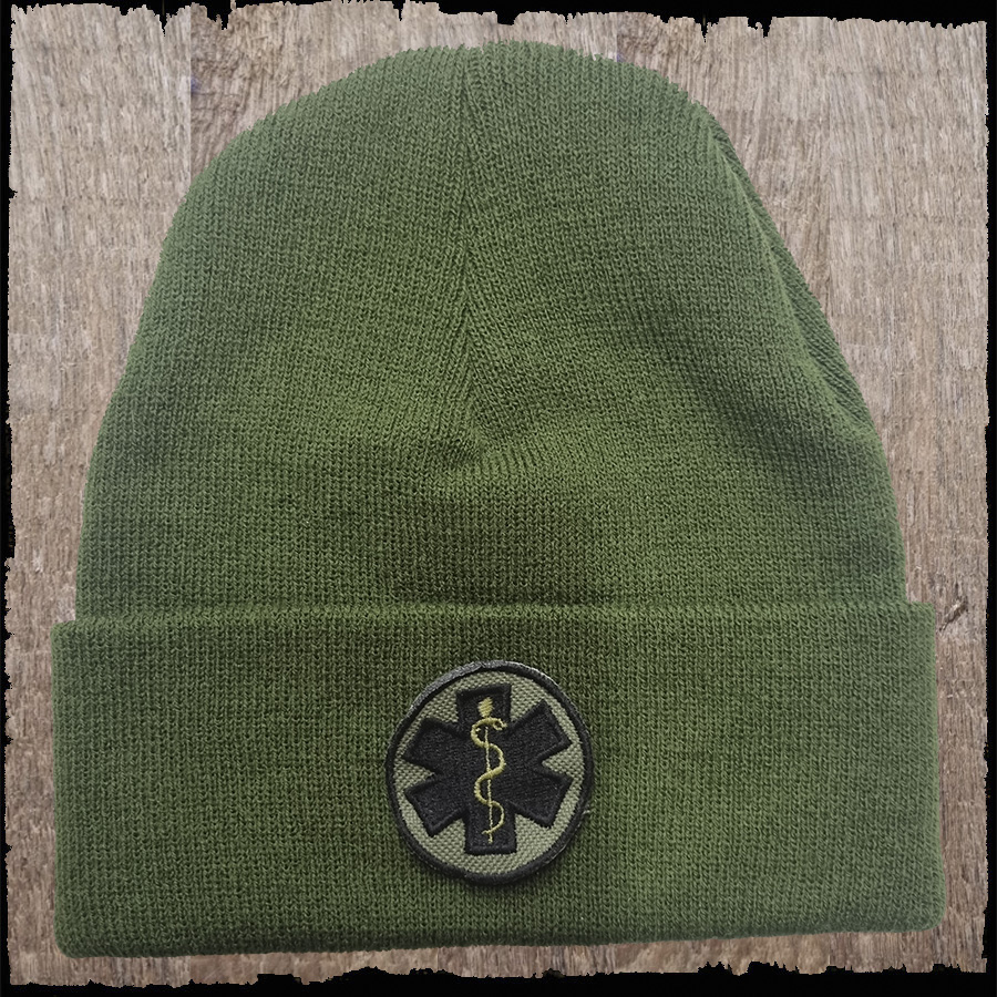 Czapka z haftem -ESKULAP gaszony- kolor khaki.