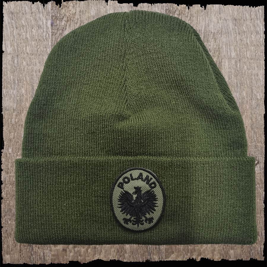 Czapka z haftem -Godło Owal POLAND- kolor khaki.
