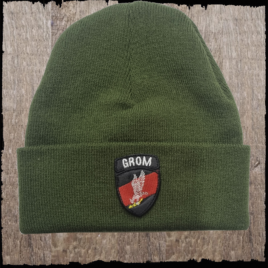 Czapka z haftem -GROM - kolor khaki.