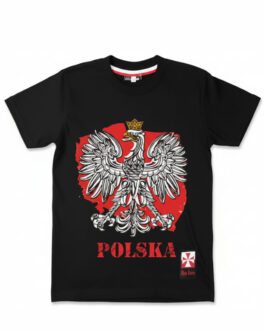 Koszulka patriotyczna dziecięca - godło - czarna