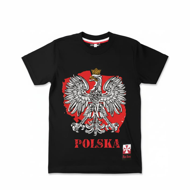 Koszulka patriotyczna dziecięca - godło - czarna
