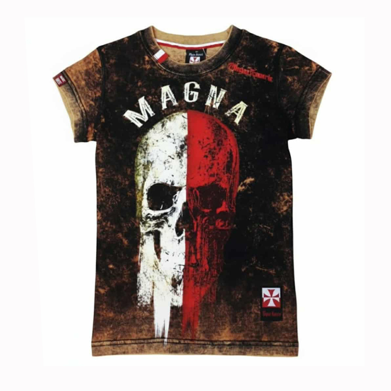 Koszulka patriotyczna damska - czaszka magna - brąz spierany