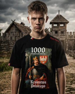 Koszulka patriotyczna, męska - 1000 lat Królestwa Polskiego, czarna.