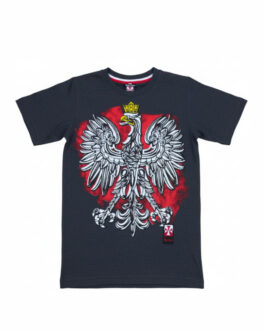 Koszulka patriotyczna dziecięca - godło - szara - ciemna