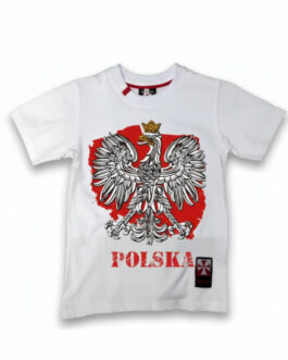 Koszulka patriotyczna dziecięca - godło - biała