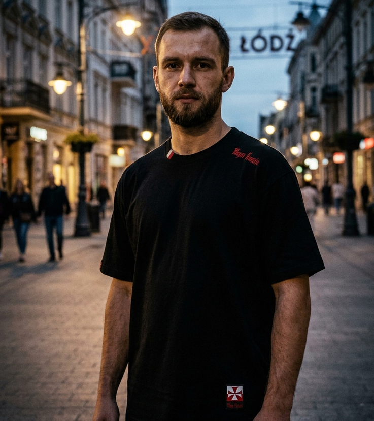 Koszulka patriotyczna, męska - czarna, bez nadruku