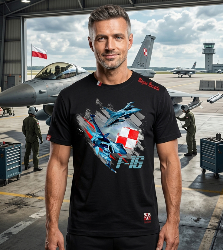 Koszulka męska - F 16 (czarna)