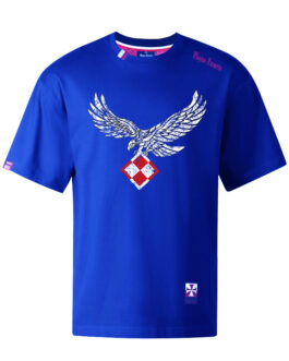 koszulka patriotyczna męska - orzeł (tribal) szachownica - niebieska