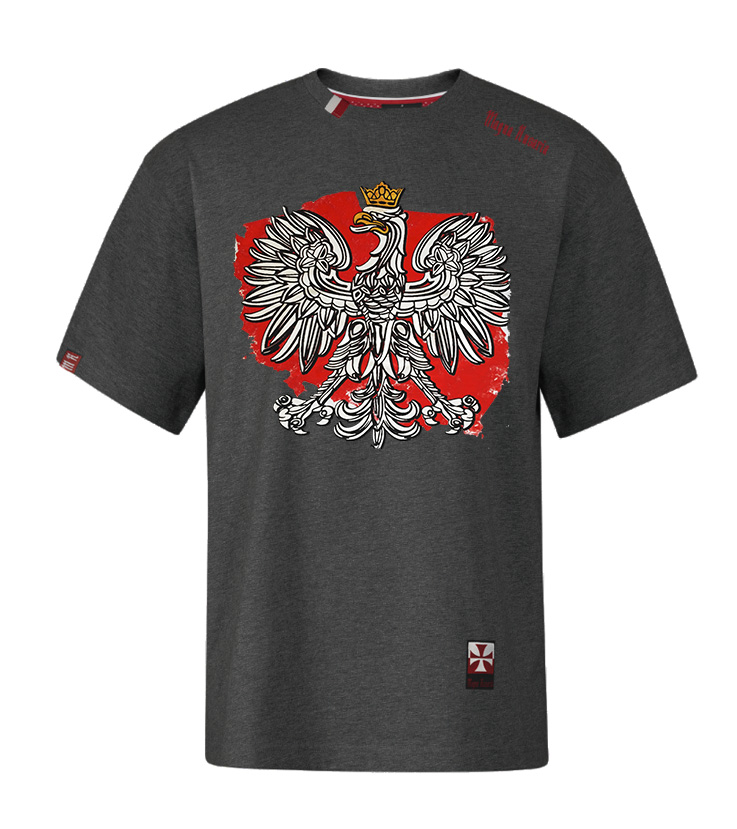 Koszulka patriotyczna, męska - godło, grafit