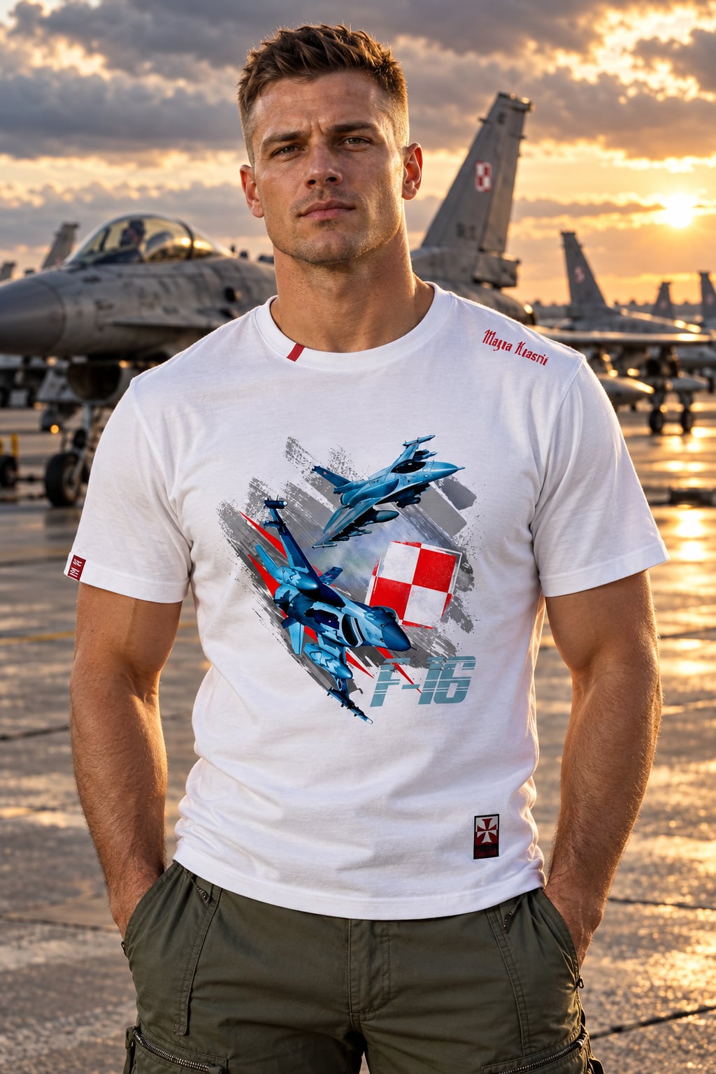 Koszulka męska - F 16 (biała)