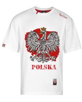 Koszulka patriotyczna, męska - godło, (biała)