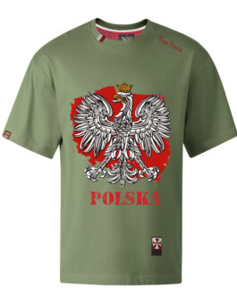 Koszulka patriotyczna, męska - godło, (zielona)