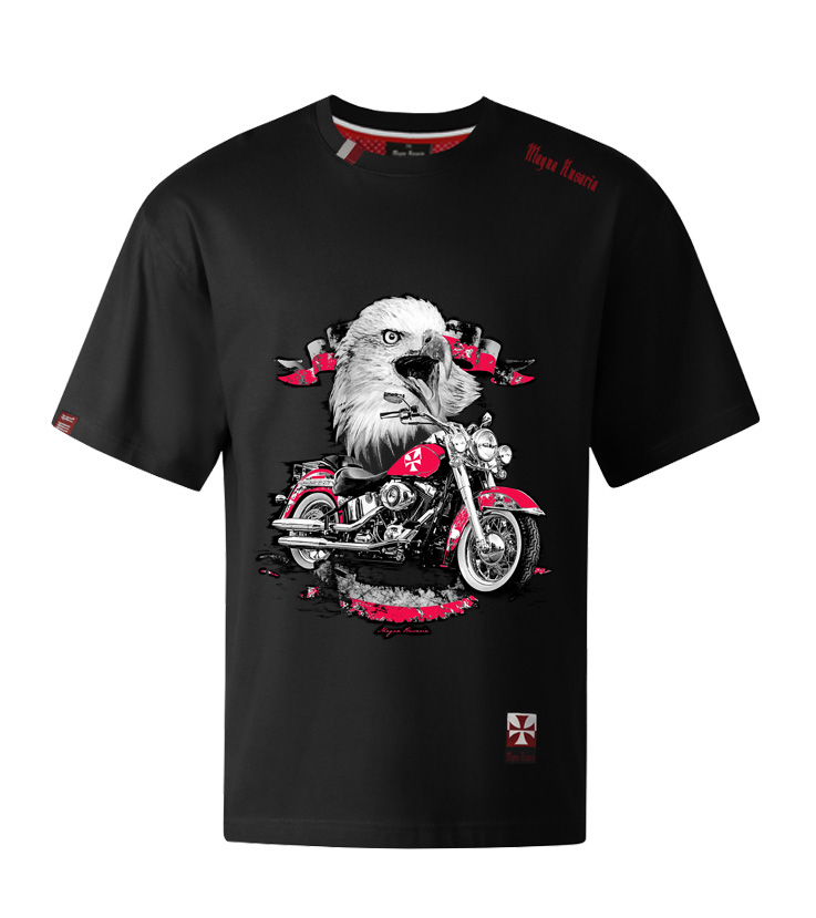 Koszulka patriotyczna, męska - motor, czarna